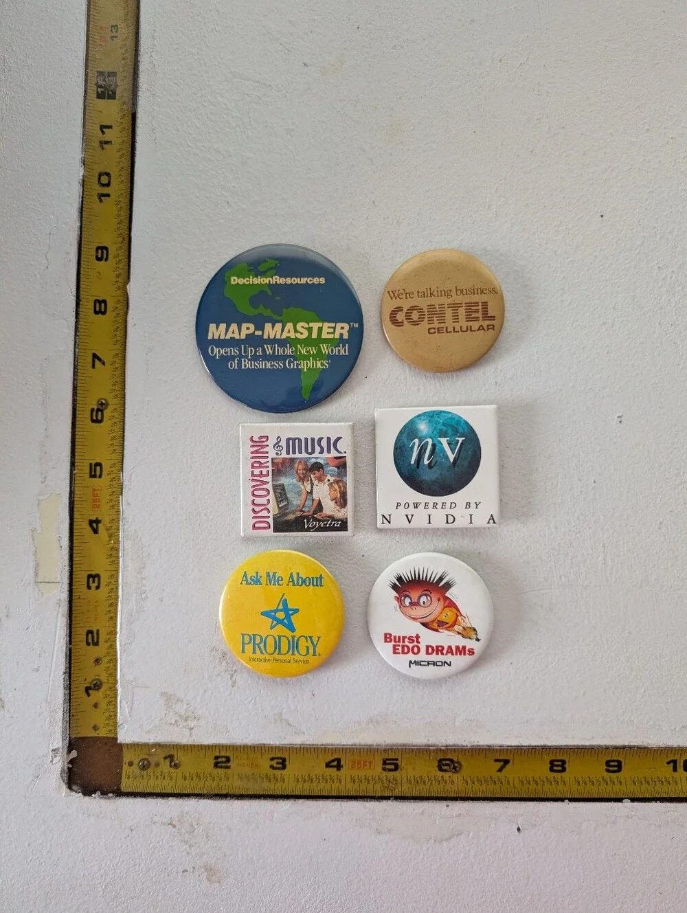 Vintage 1990s Tech & Software Promotional Pinback Button Lot of 6 NVIDIA Micron